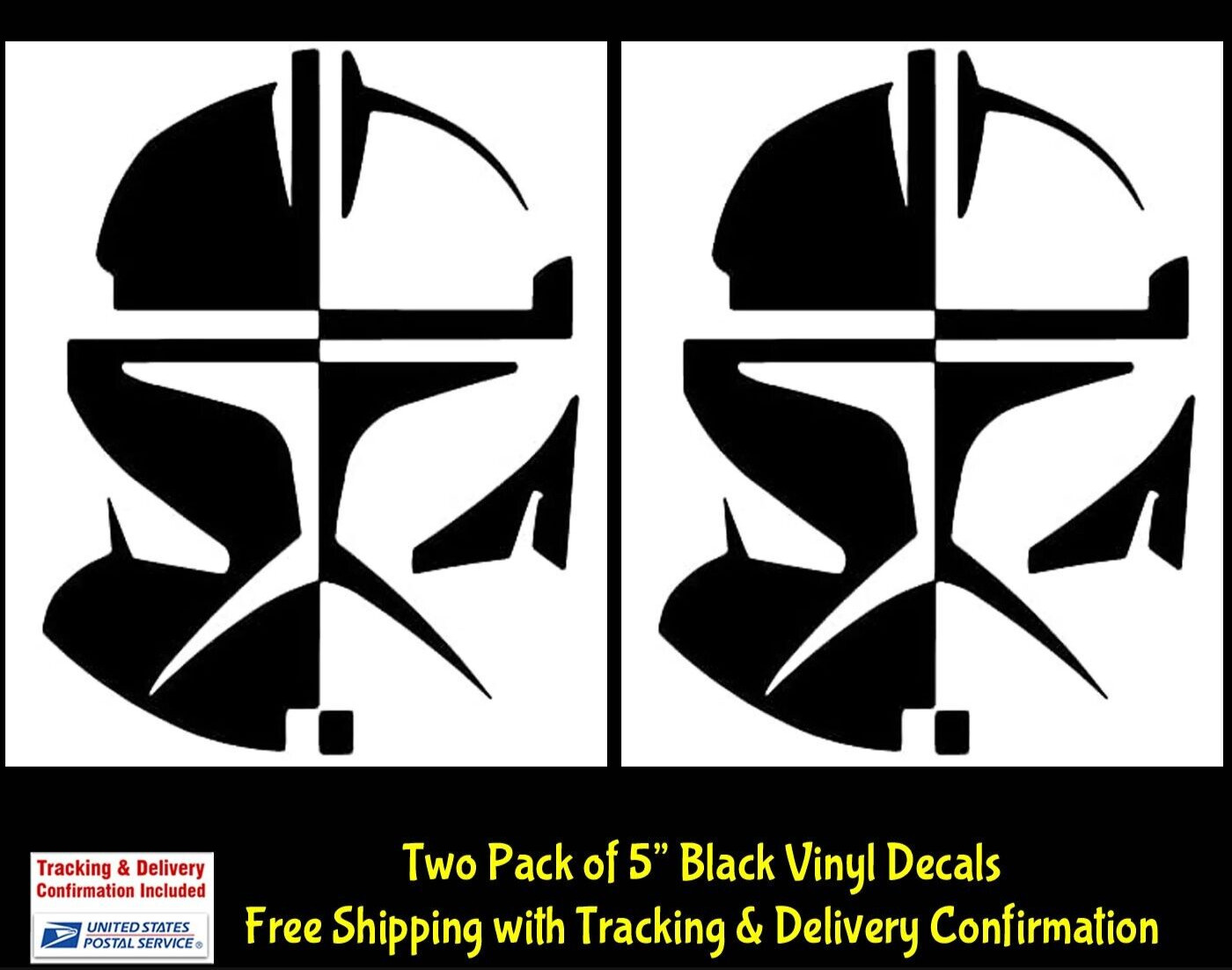 Clone Trooper Helmet Two Black Vinyl Decal Car Window Laptop Tablet Notebook