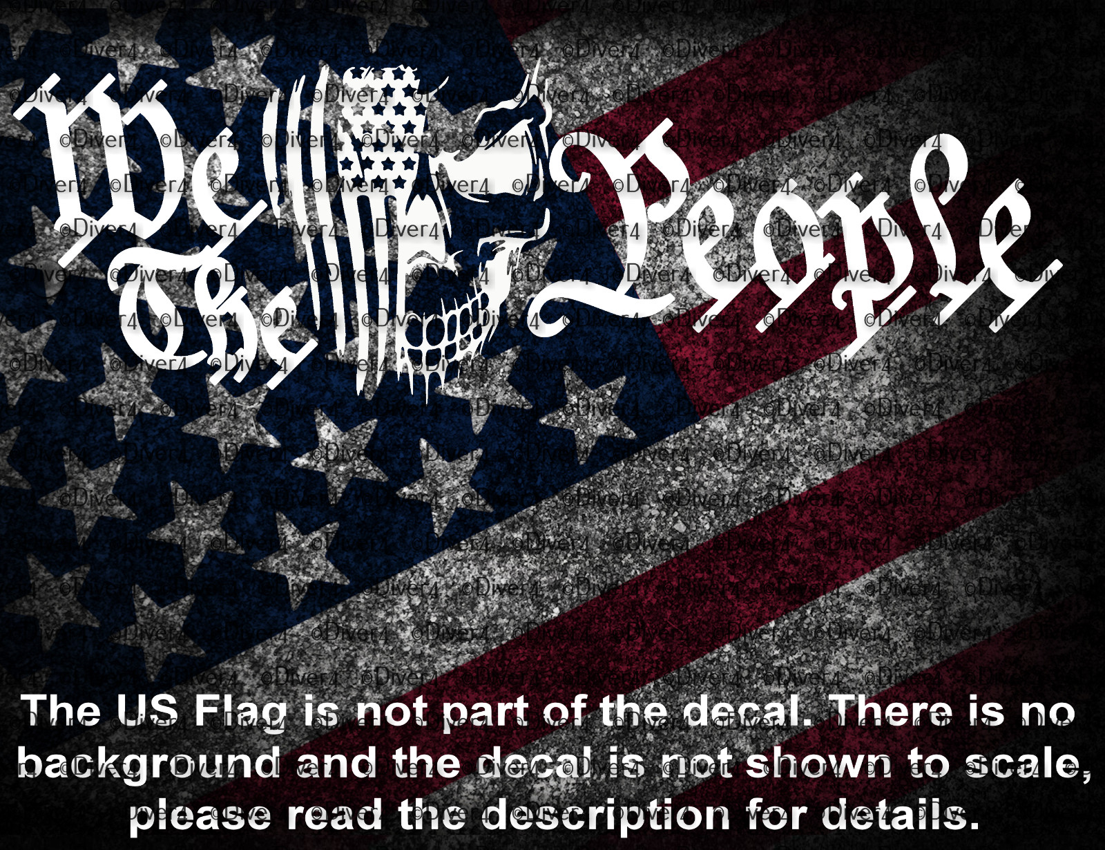 We The People with US Flag and Skull Decal USA Made US Seller