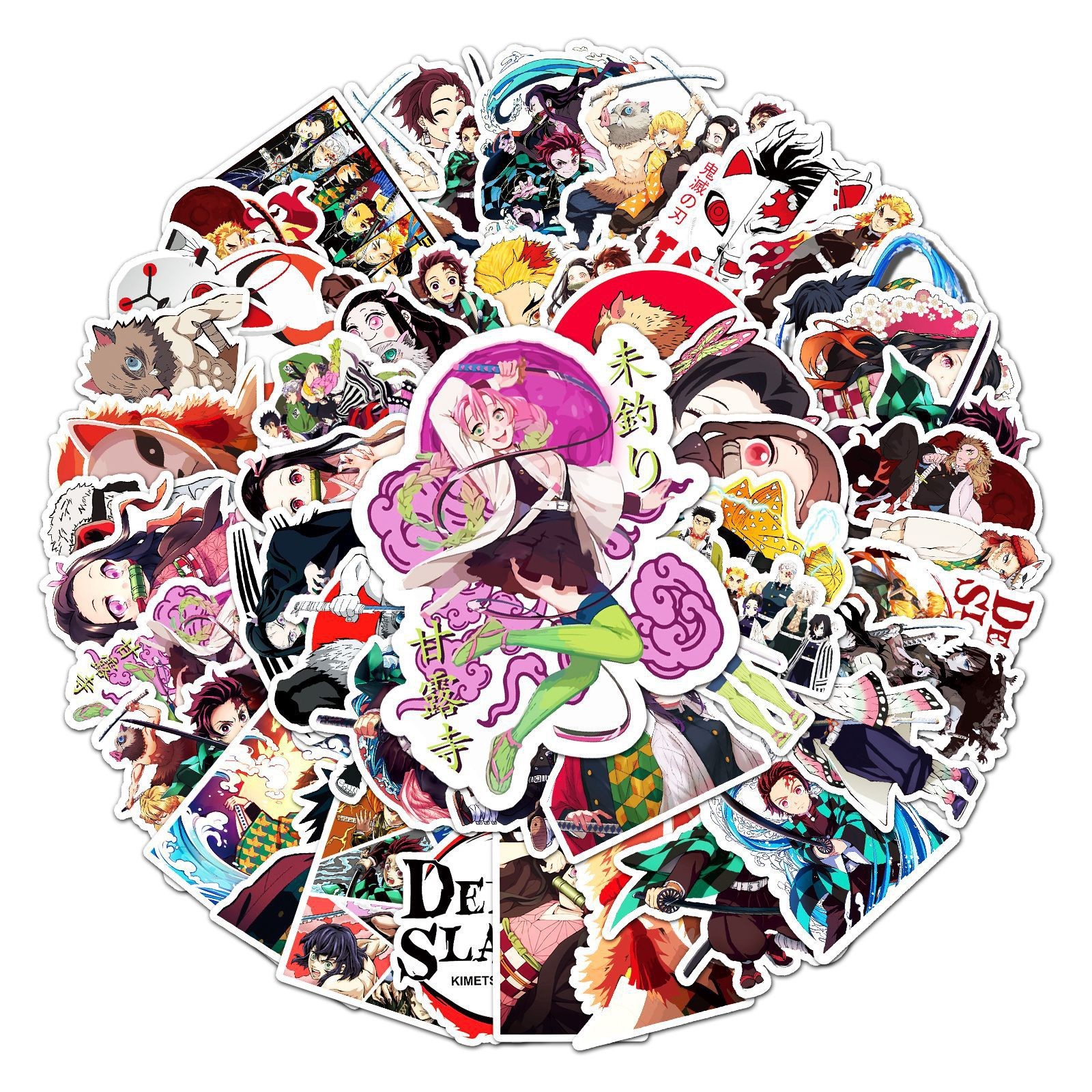 50pcs Waterproof Vinyl Stickers Demon Slayer Anime Luggage Phone Laptop Fridge