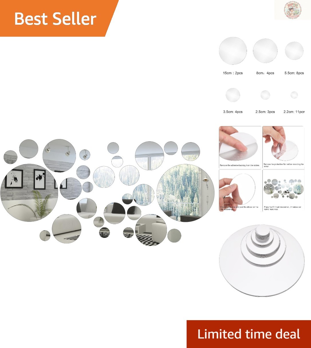 Brilliant 32-Piece Round Acrylic Wall Decals for Living Spaces – Anime Touch