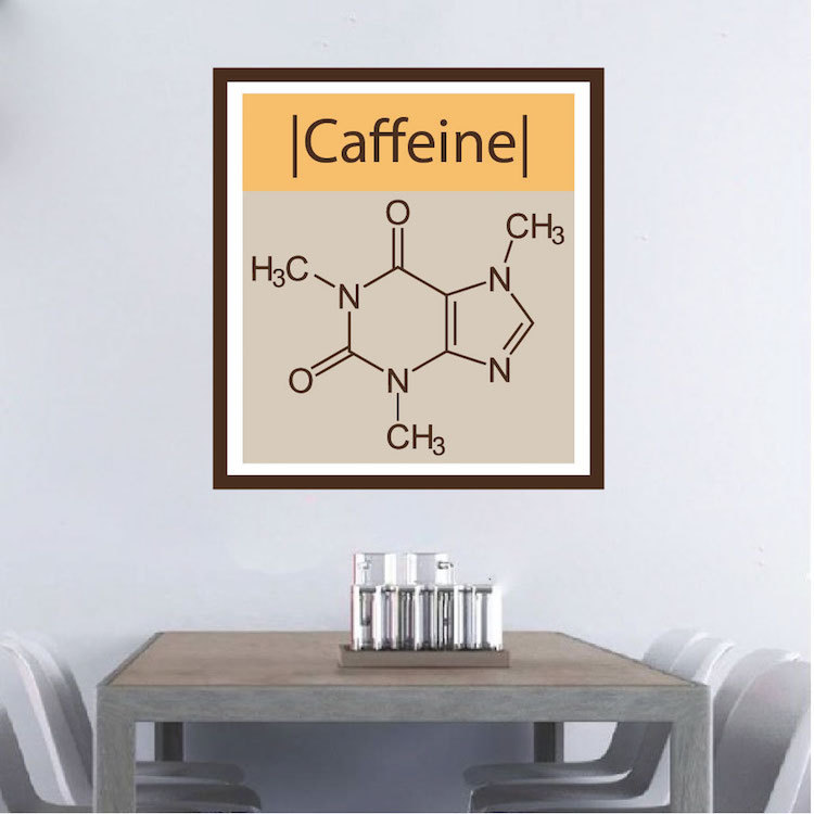 Caffeine Molecule Wall Mural Decal Vinyl Coffee Shop Art Science Wallpaper, c82