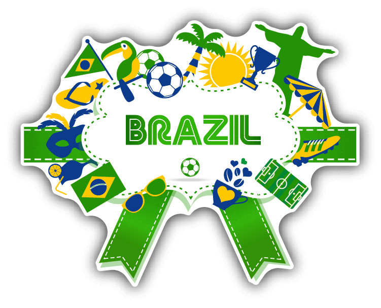 Brazil Soccer Symbols Car Bumper Sticker Decal