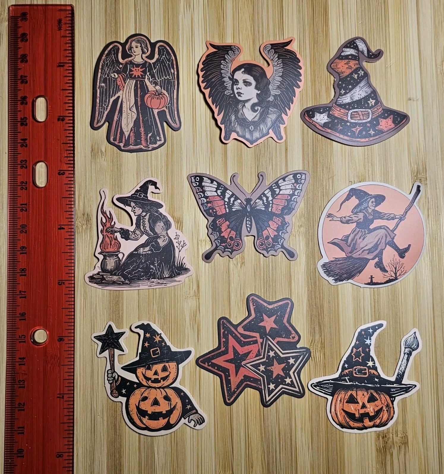 WITCHES ANGELS WITCHCRAFT BUTTERFLY STARS ✨ PUMPKINS 🎃 S76 STICKER LOT STICKERS