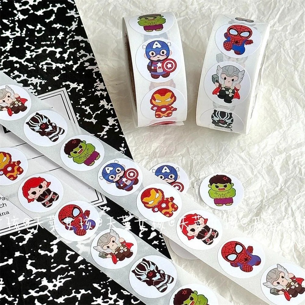 “500pcs Avengers Roll Stickers | Hulk & Iron Man Circular Kids Stickers”