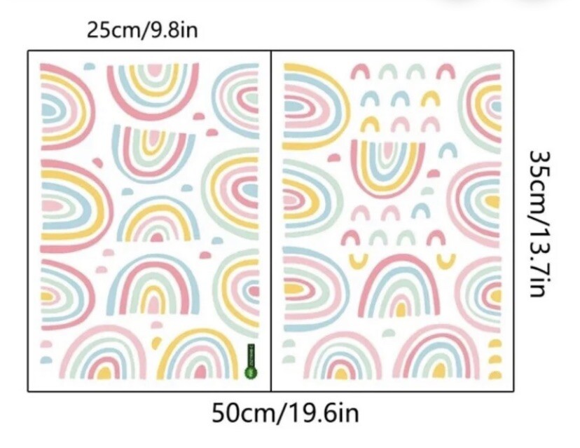 2 Sets 20×14” Cute Pastel Rainbow Wall Stickers Childrens Room Decals