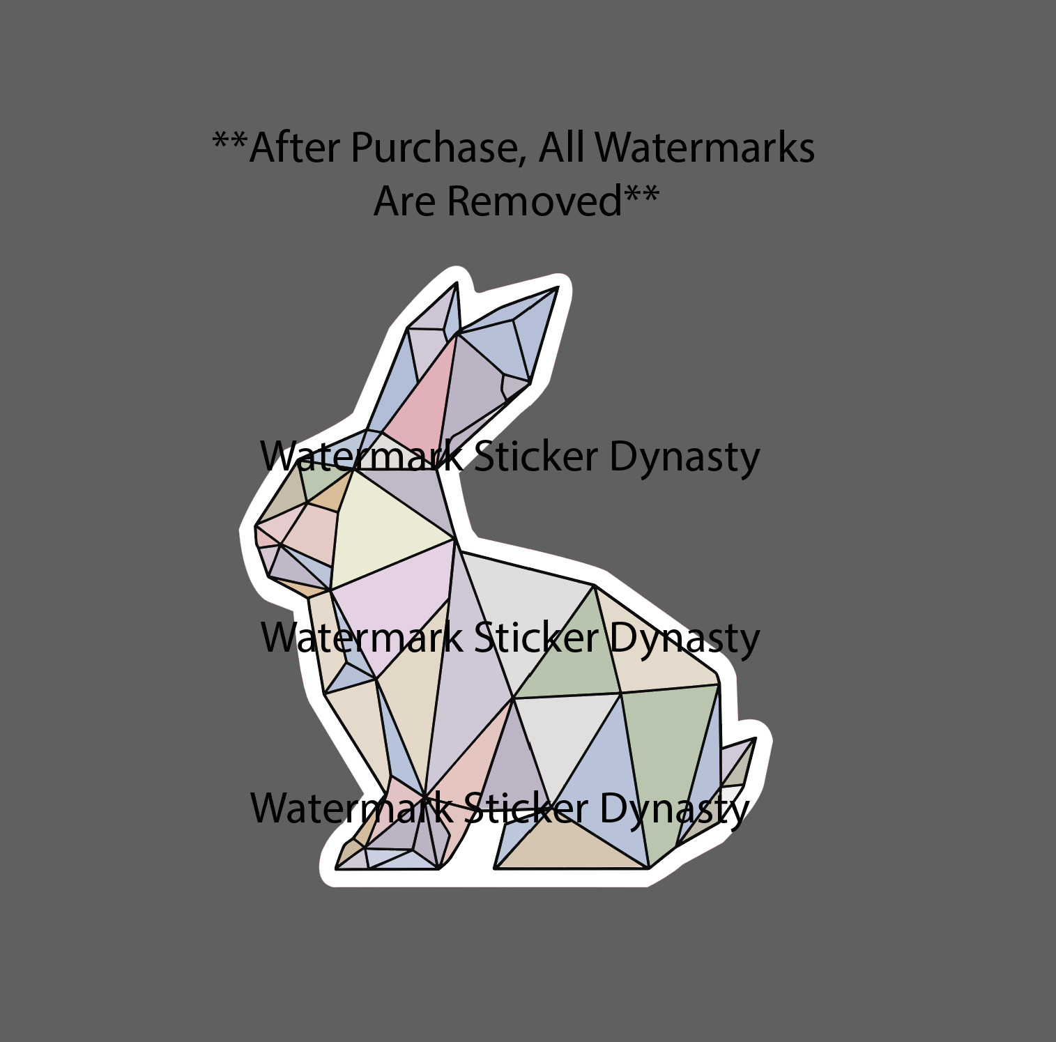 Rabbit Geometric Sticker Waterproof Decal Animal Art Artistic Colorful Gift NEW