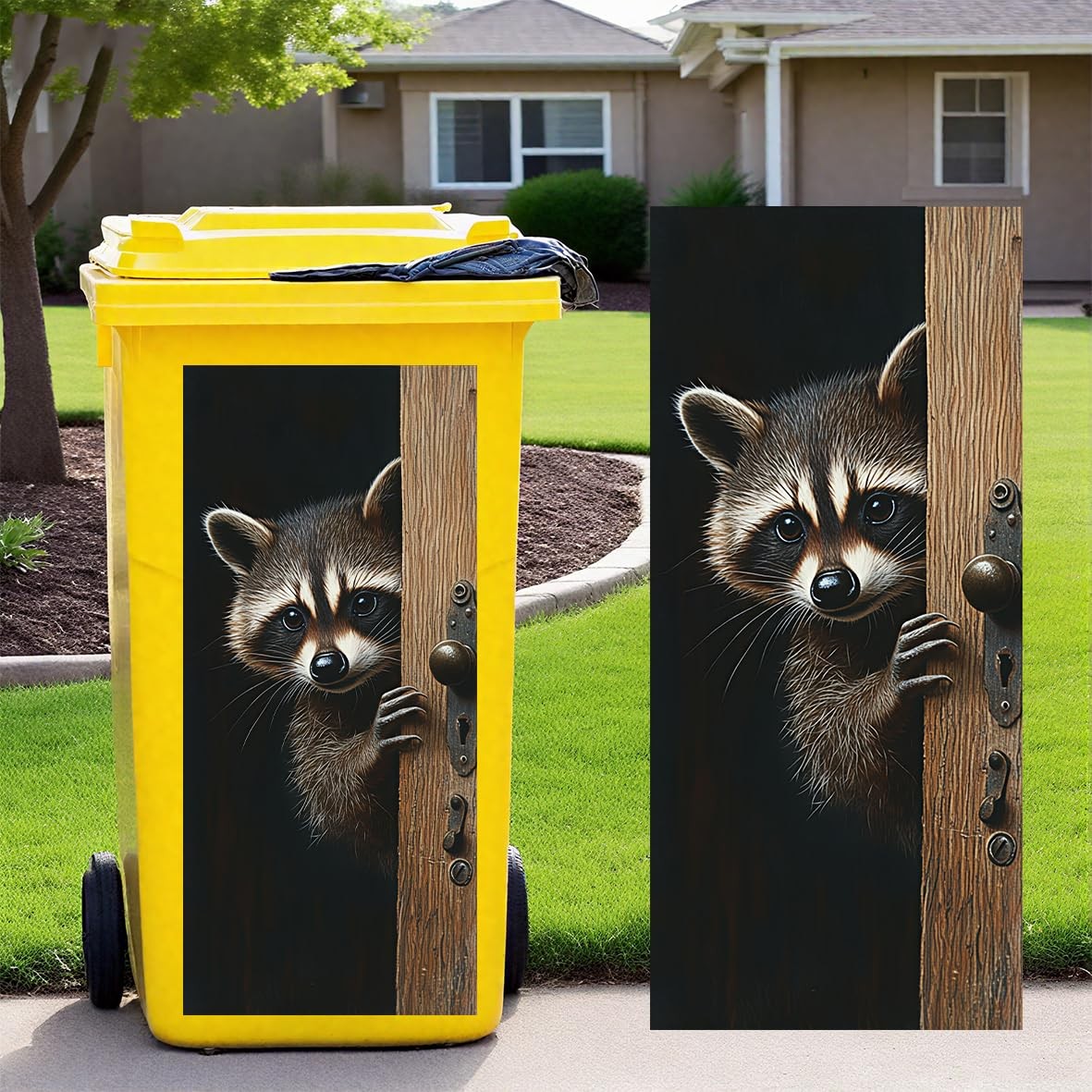 1pcs Wheelie Bin Stickers, Donkey Peeking Sticky Dustbin Decals, 14.5" x 32.2…