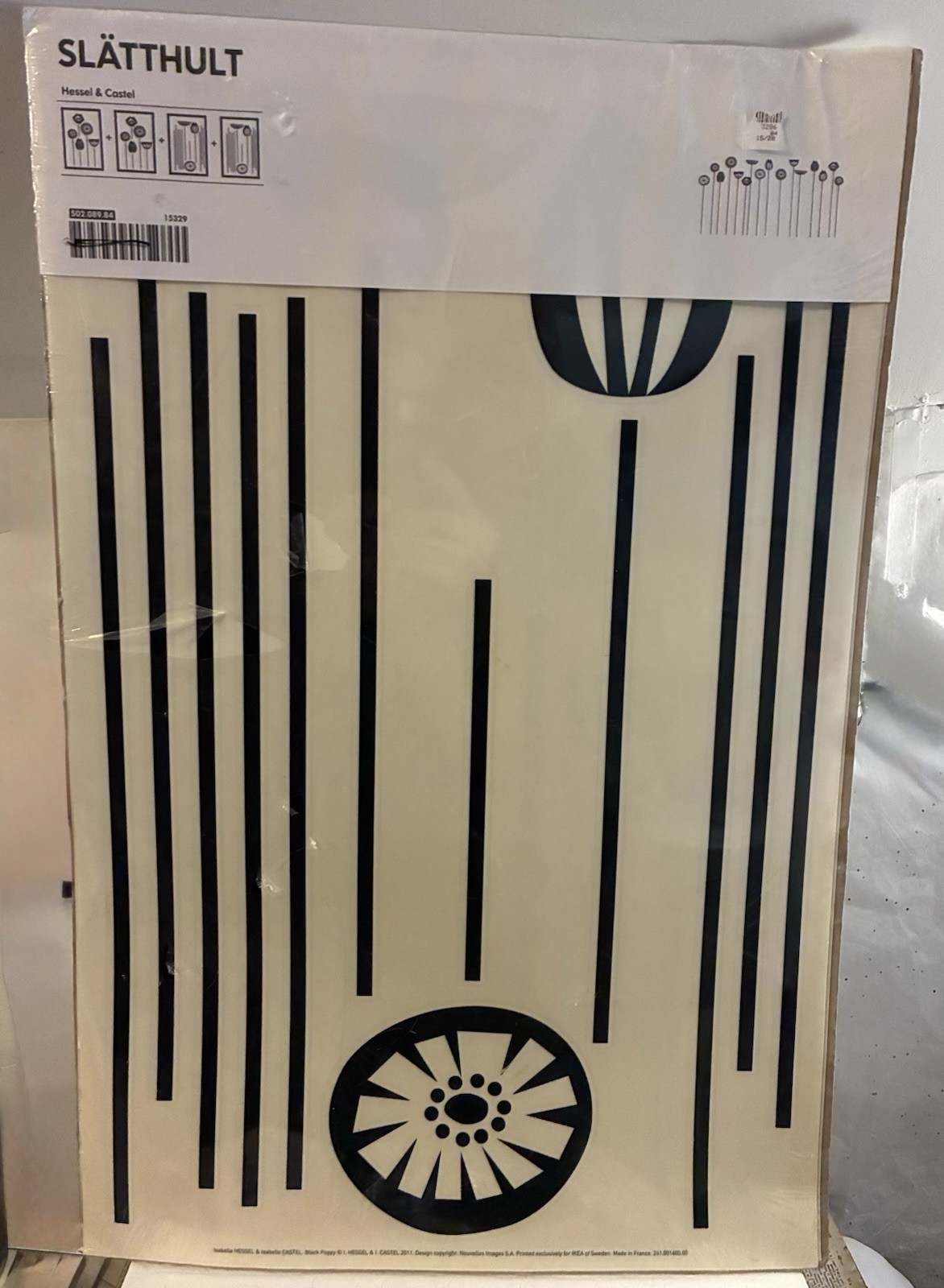 IKEA Slatthult Hessel & Castel Black Poppy Wall Decor Stickers France NOS