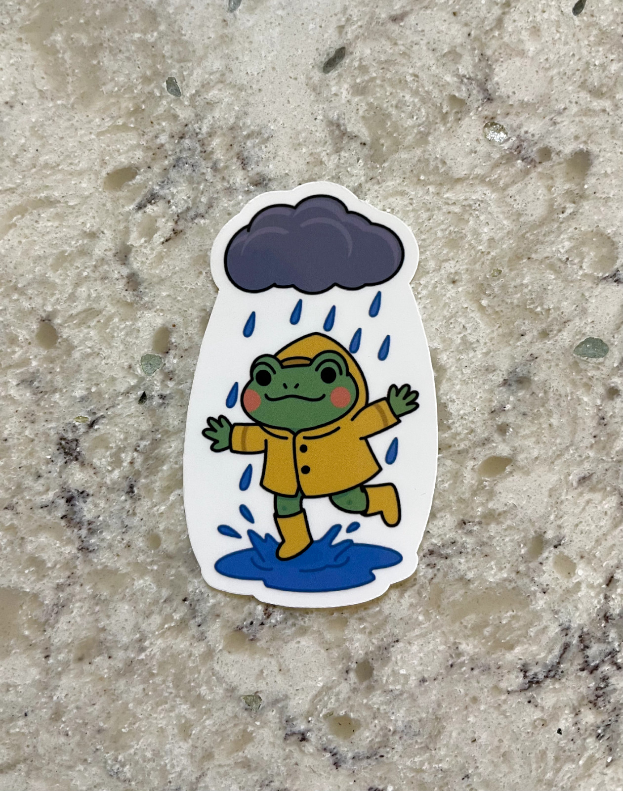 Frog In The Rain Sticker l Gloss or Holographic Laminate l Waterproof Decal