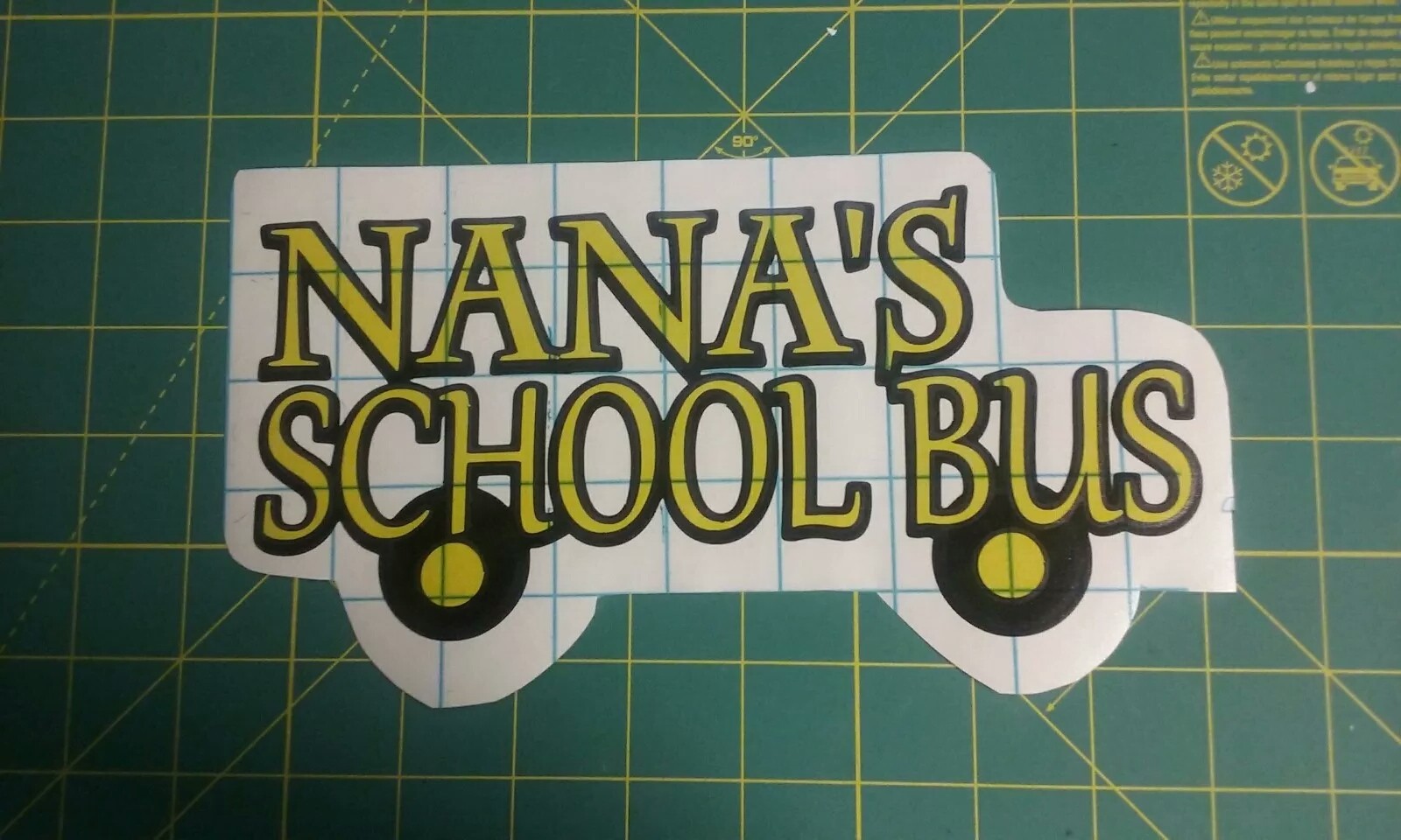 NANAS SCHOOL BUS VINYL DECAL 4 X 9 IN. 2 colors also available in one color