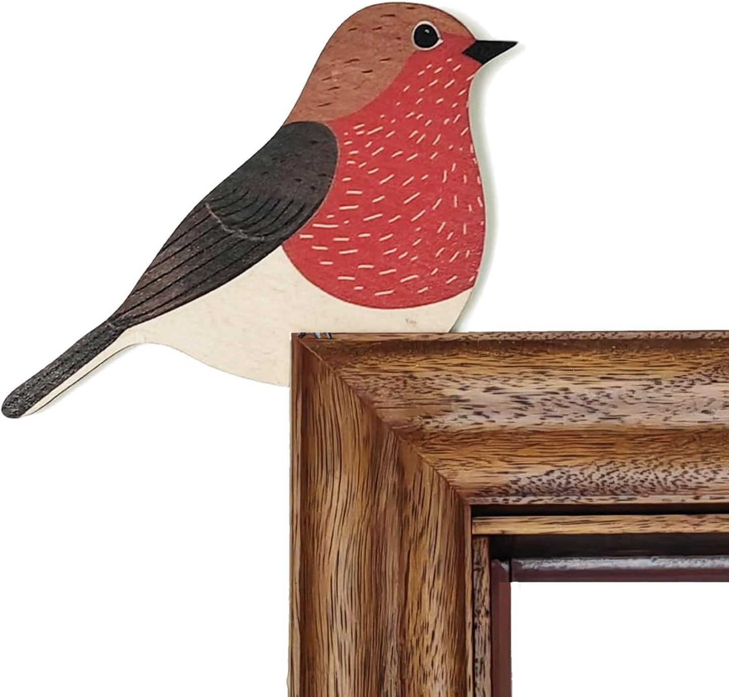 2 x Wooden Robin Door Toppers, Bird Corner, Christmas Gift for Medium