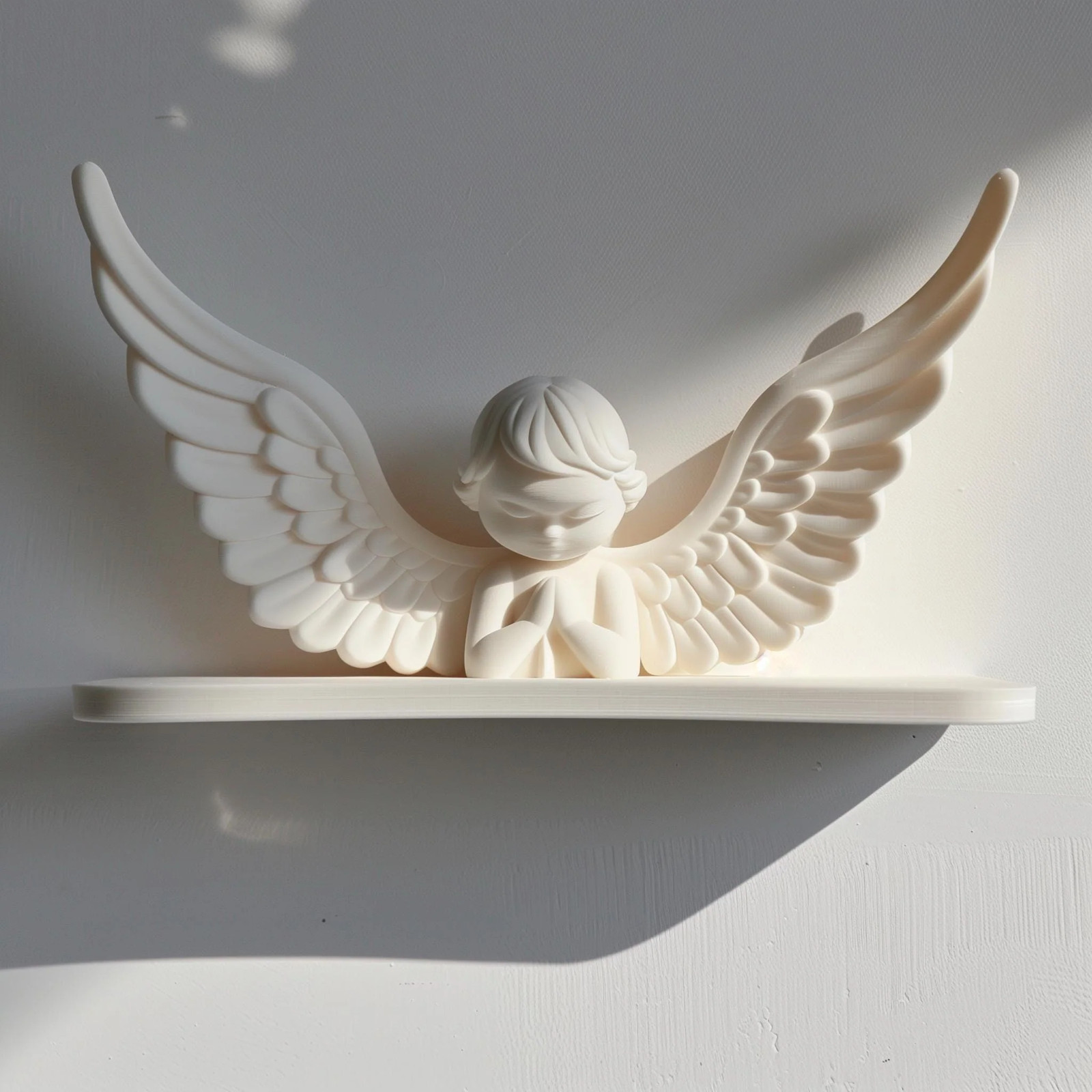 3D Printed Angel Wall Shelf | Modern Minimalist Angel Wings Decor | Unique 3D