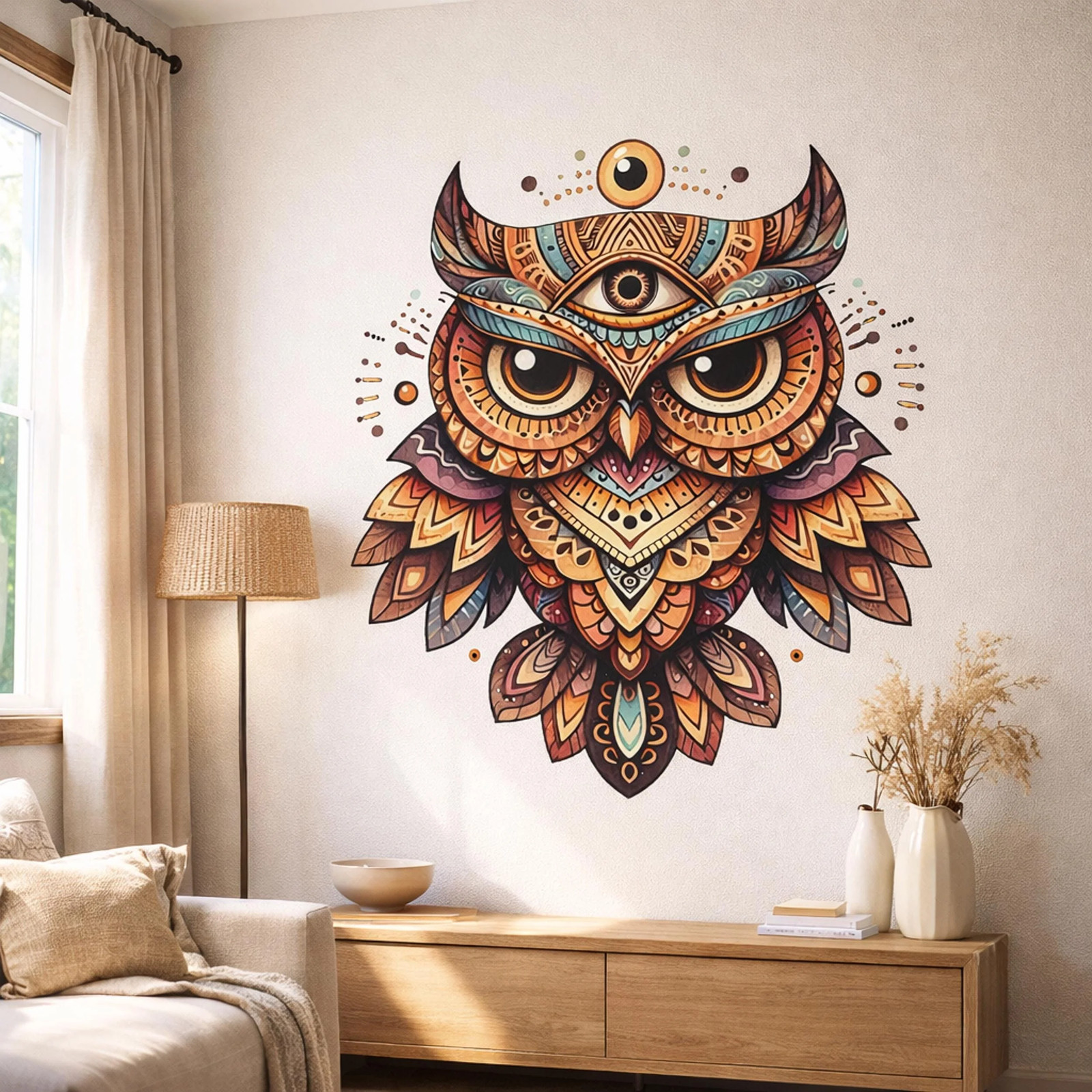 Mystical Owl Wall Decal | Spiritual Totem Wall Art