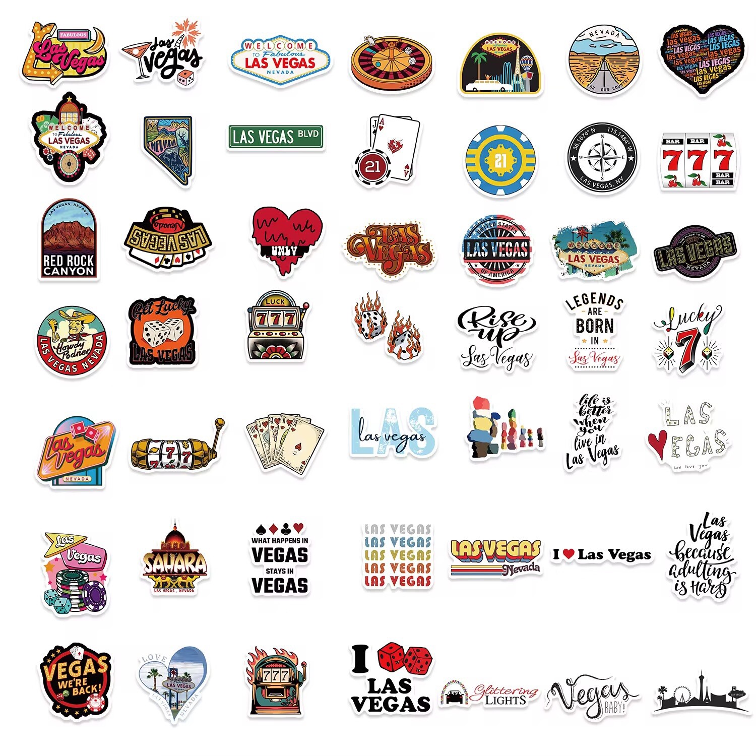 50 Pack Las Vegas Stickers Nevada Decals Laptop Hydro Yeti Car Free Shipping!