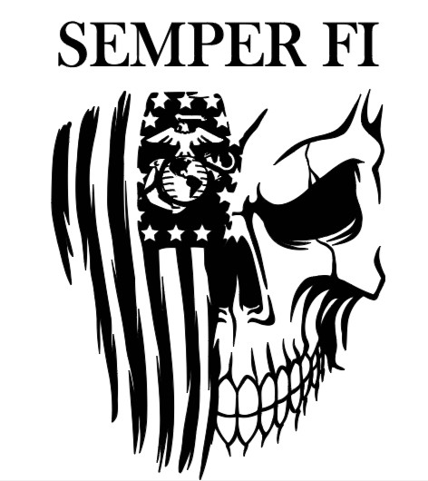 Semper Fi USMC Marines EGA American Flag Skull Vinyl Decal Die Cut Sticker