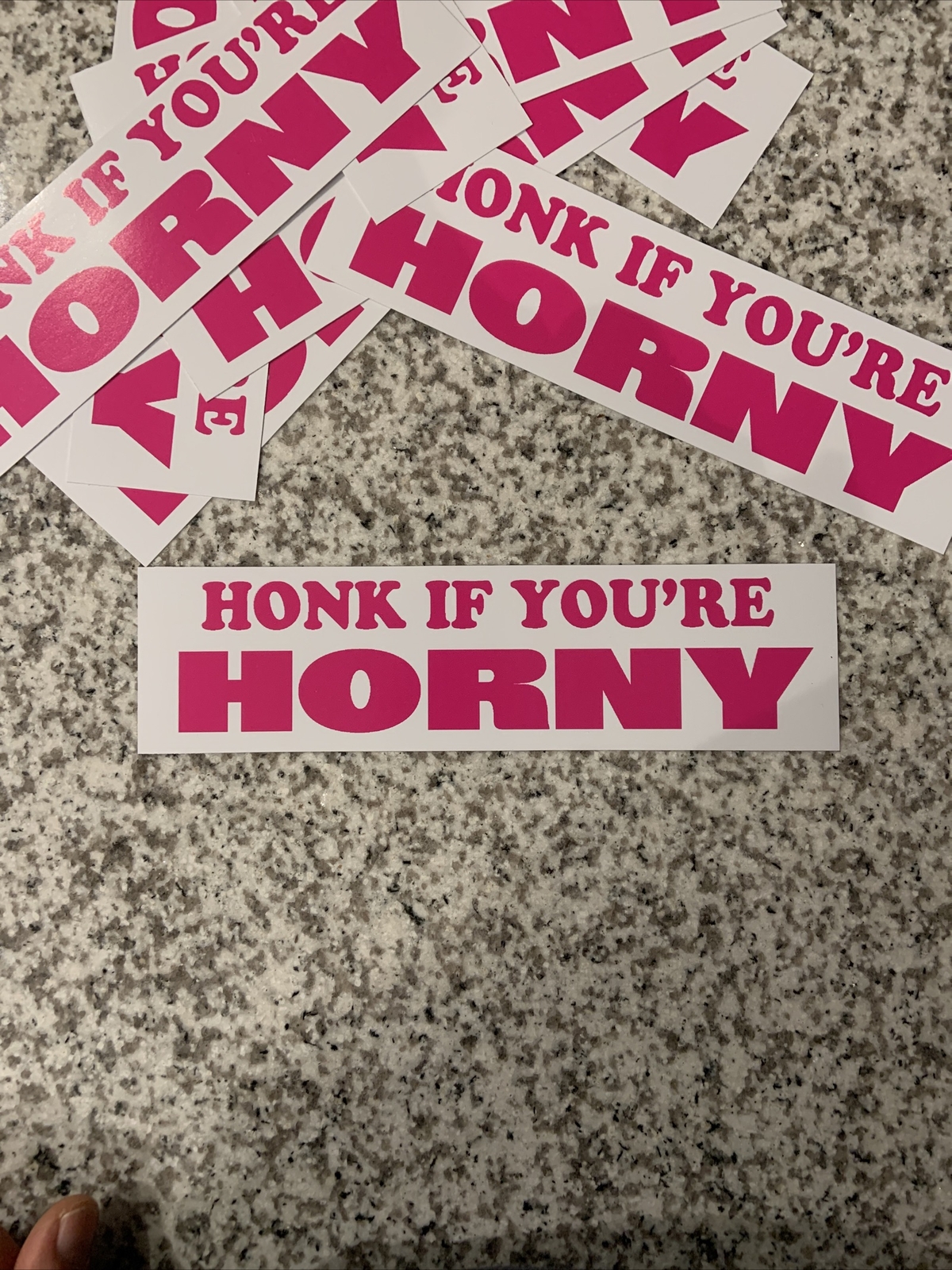 Hot Pink!! “HONK IF YOU'RE HORNY" Adhesive Vinyl Bumper Sticker Decal 9" X 2.75"