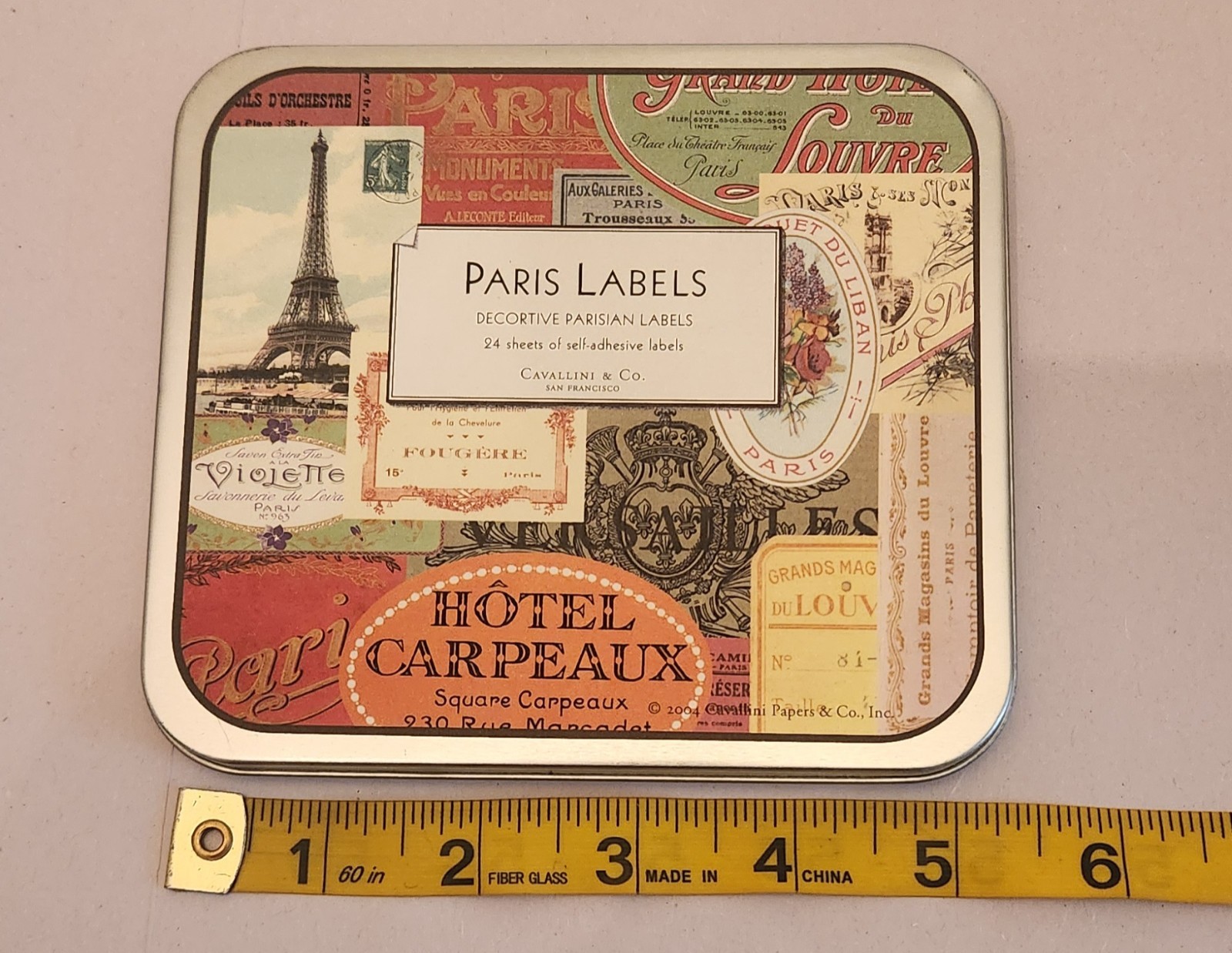 Cavallini & Co. Paris Stickers Labels 24 Sheets Self Adhesive Labels in Tin New