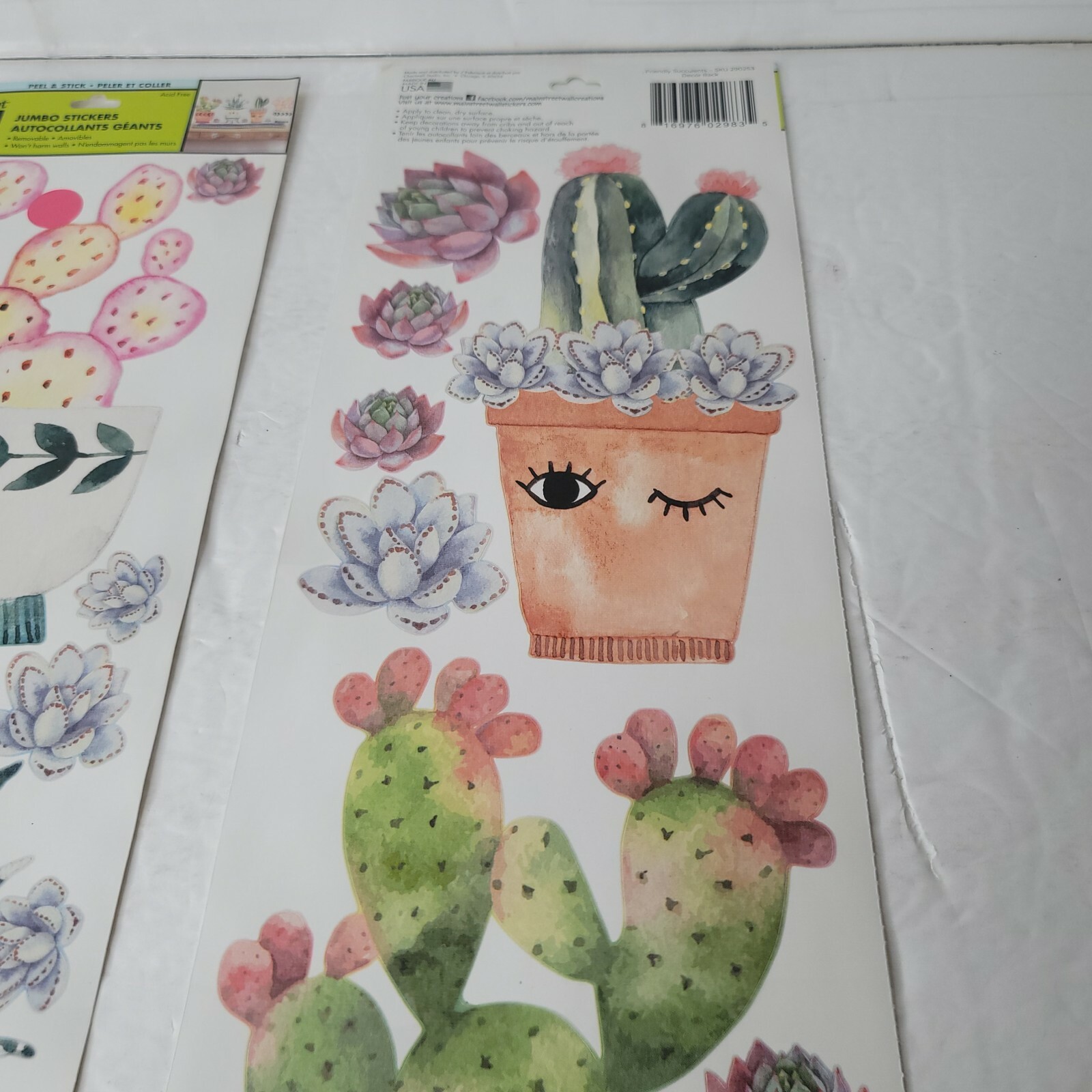 2 PKG NEW Friendly Succulents Cactus Plants Peel & Stick Wall Decals 290253