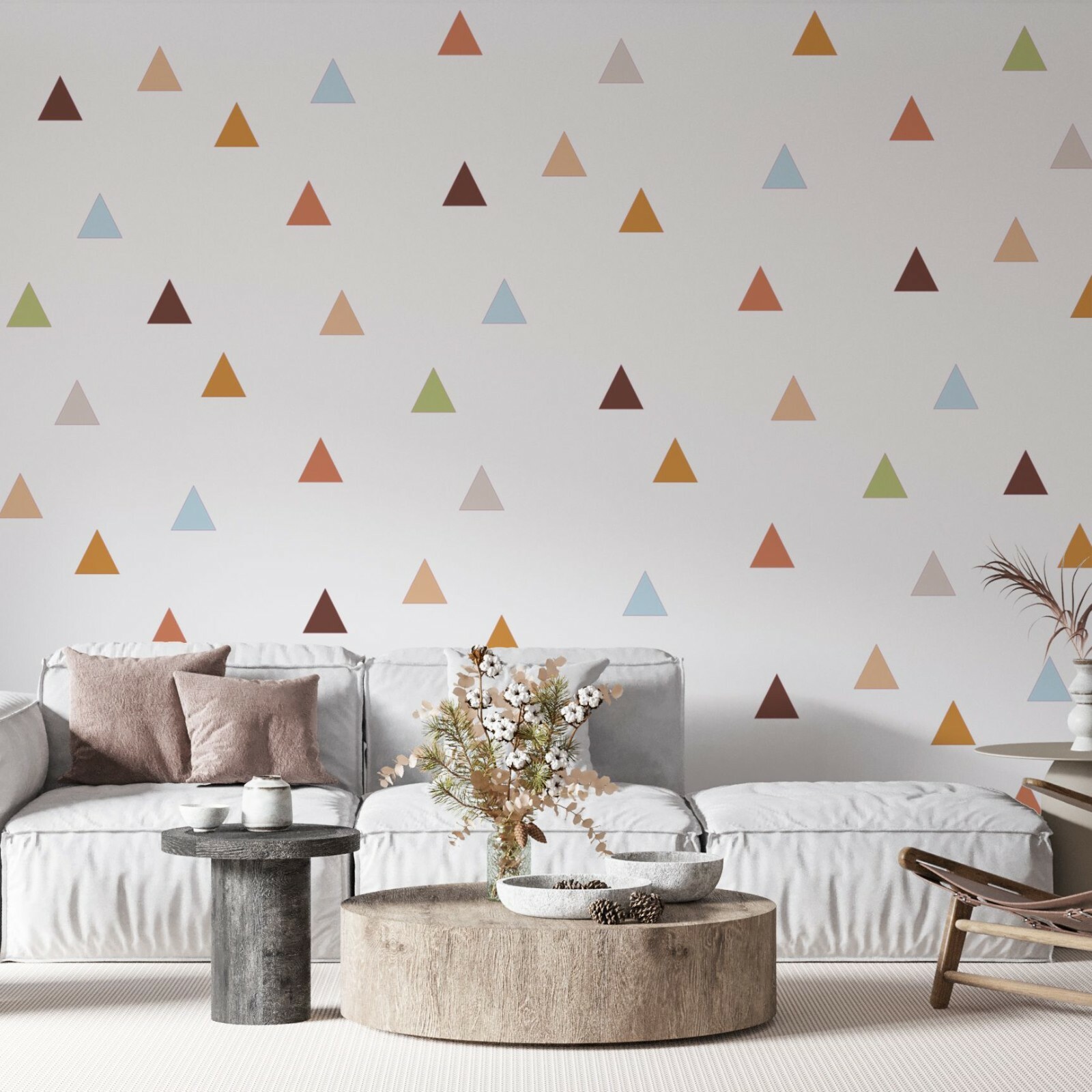 Removable Vinyl Home Bedroom Triangles Decor Multicolor Design Wall Decal Sheet