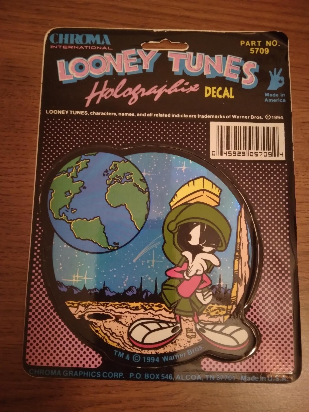 1994 Chroma Holographic Looney Tunes Decal Marvin the Martian, Rare, Vintage