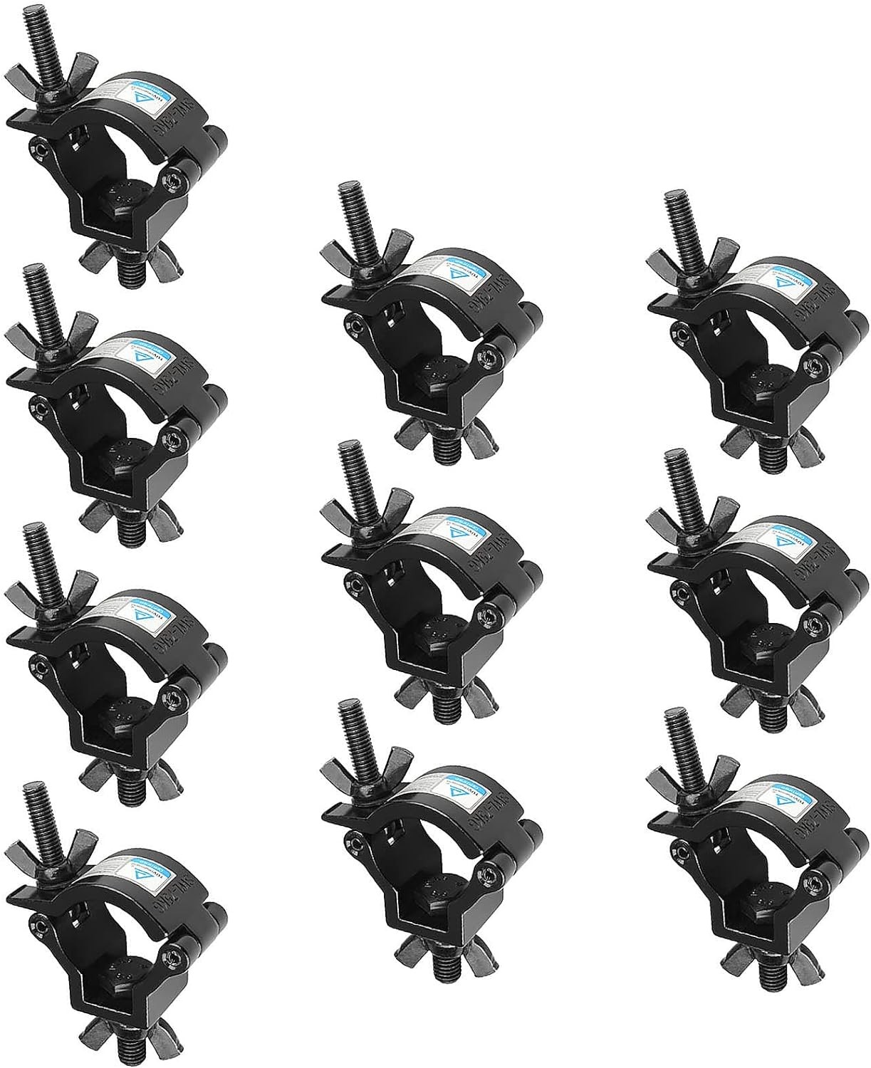 10 Pack Stage Light O Clamp Fit 1-1/4" to 1-3/8" OD Pipe or F24 Truss, DJ Lighti