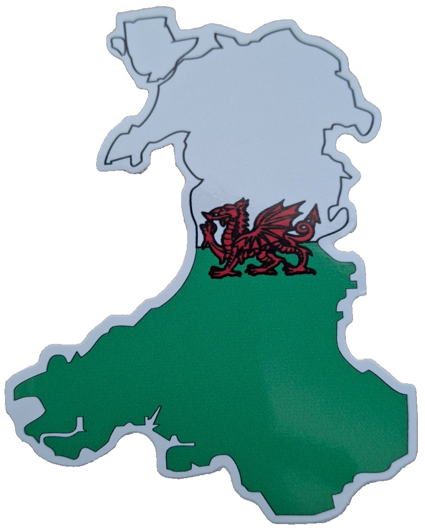 Wales Welsh Dragon Map Flag Sticker – External Car Window Bumper Sticker