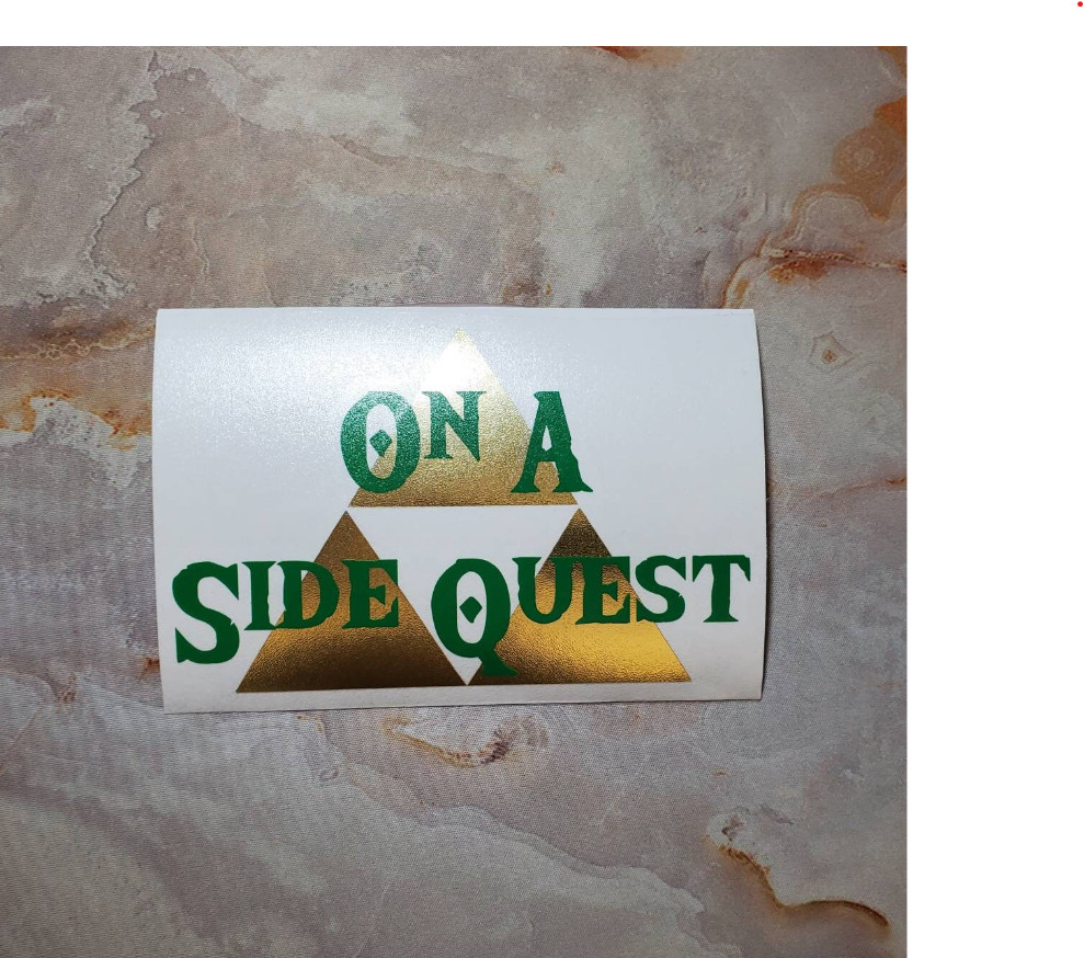 On A Side Quest Decal with Brushed Metallic Gold Vinyl 6"