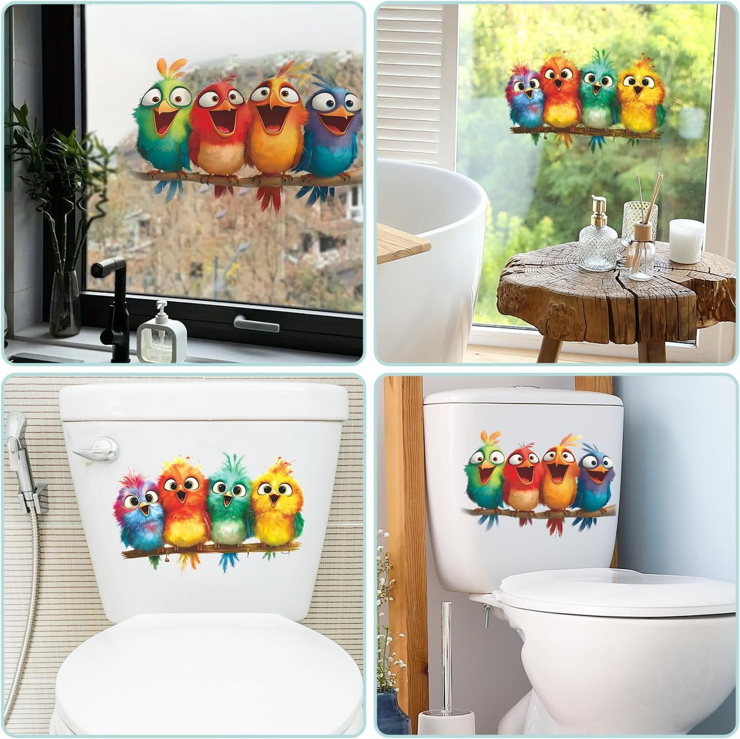 2 Pack Funny Birds Wall Stickers – Vinyl Art Mural for Home Decor