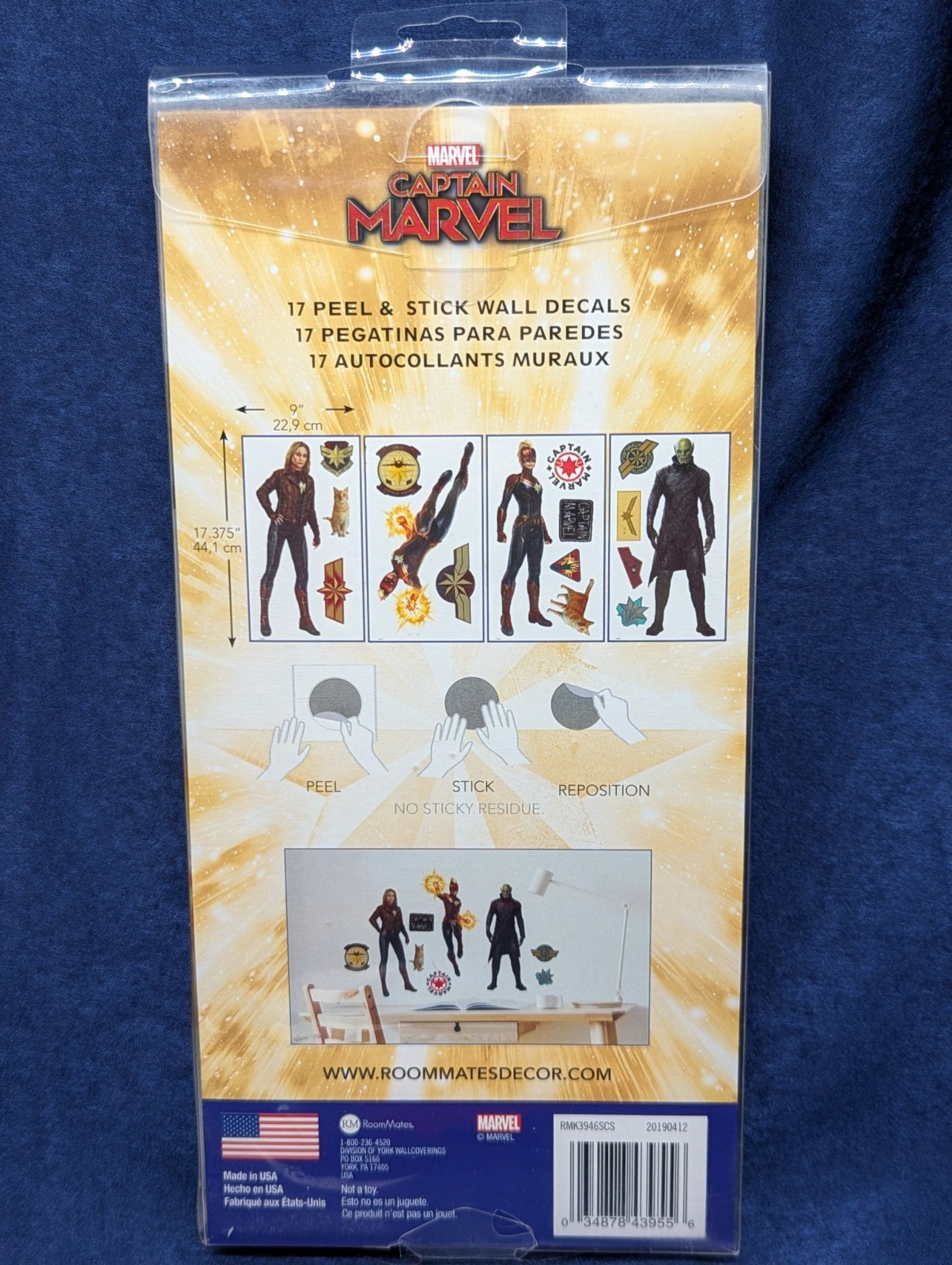 Marvel RoomMates Captain Marvel 17 Peel and Stick Wall Decals (Made in the USA)