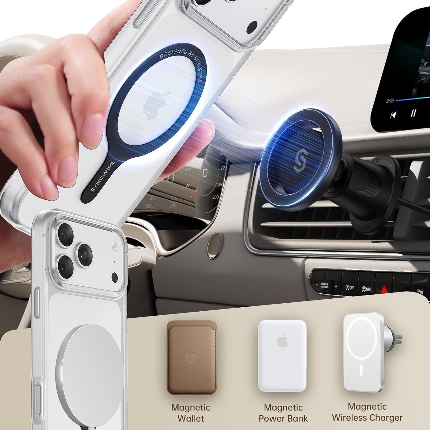 3 Pack MagSafe Magnetic Rings for Seamless Wireless Charging – Black & White