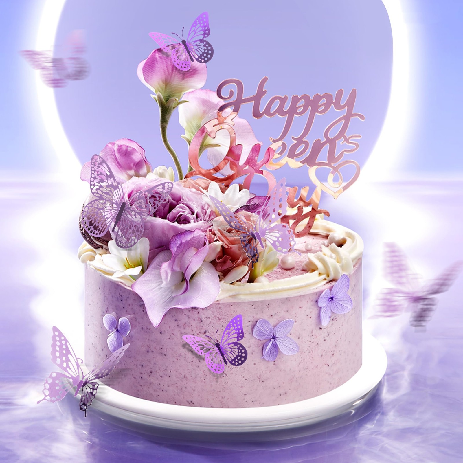3D Butterfly Wall Decor 48 Pcs Lavender Butterfly Decorations