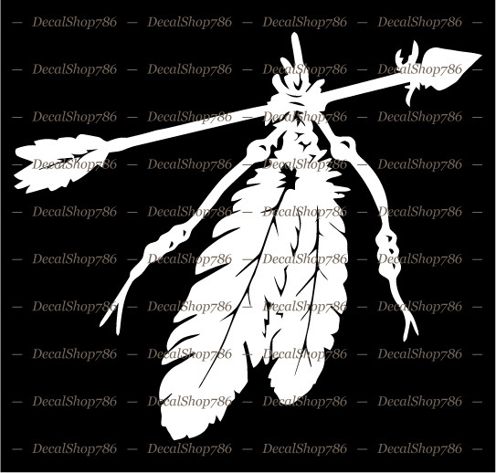 Native American Indian Arrow w/Feathers – Car Vinyl Die-Cut Peel N' Stick Decals