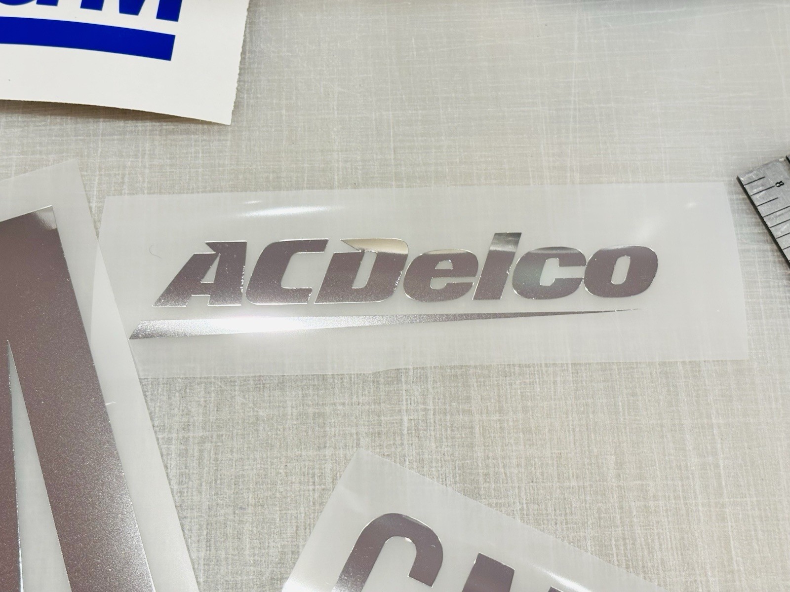TWO AC Delco Die Cut Vinyl Decals Single Color Chevy Buick Olds Pontiac Caddy GM