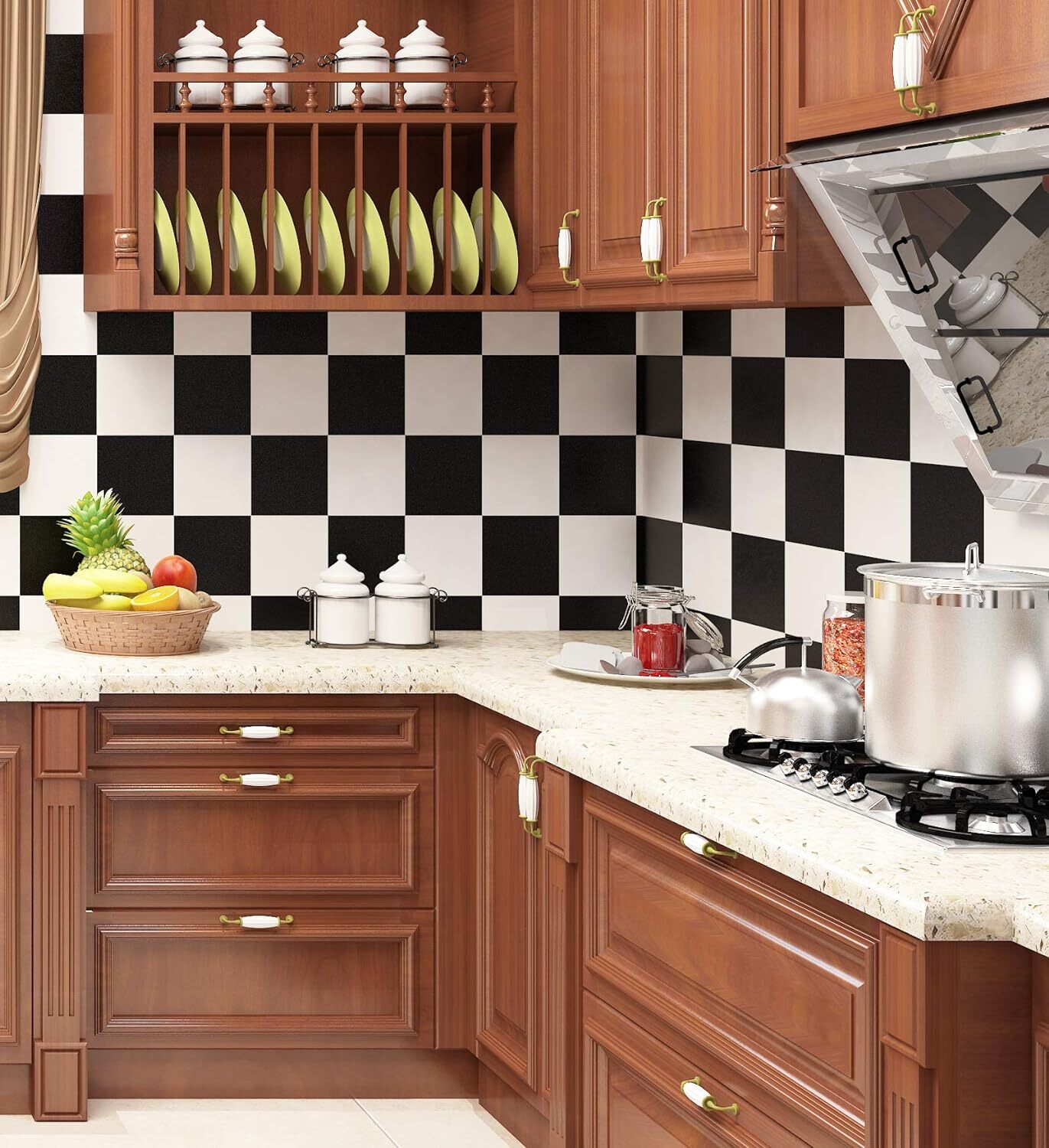 Livelynine Checkered Black and White Vinyl 15.8×78.8 Inch,