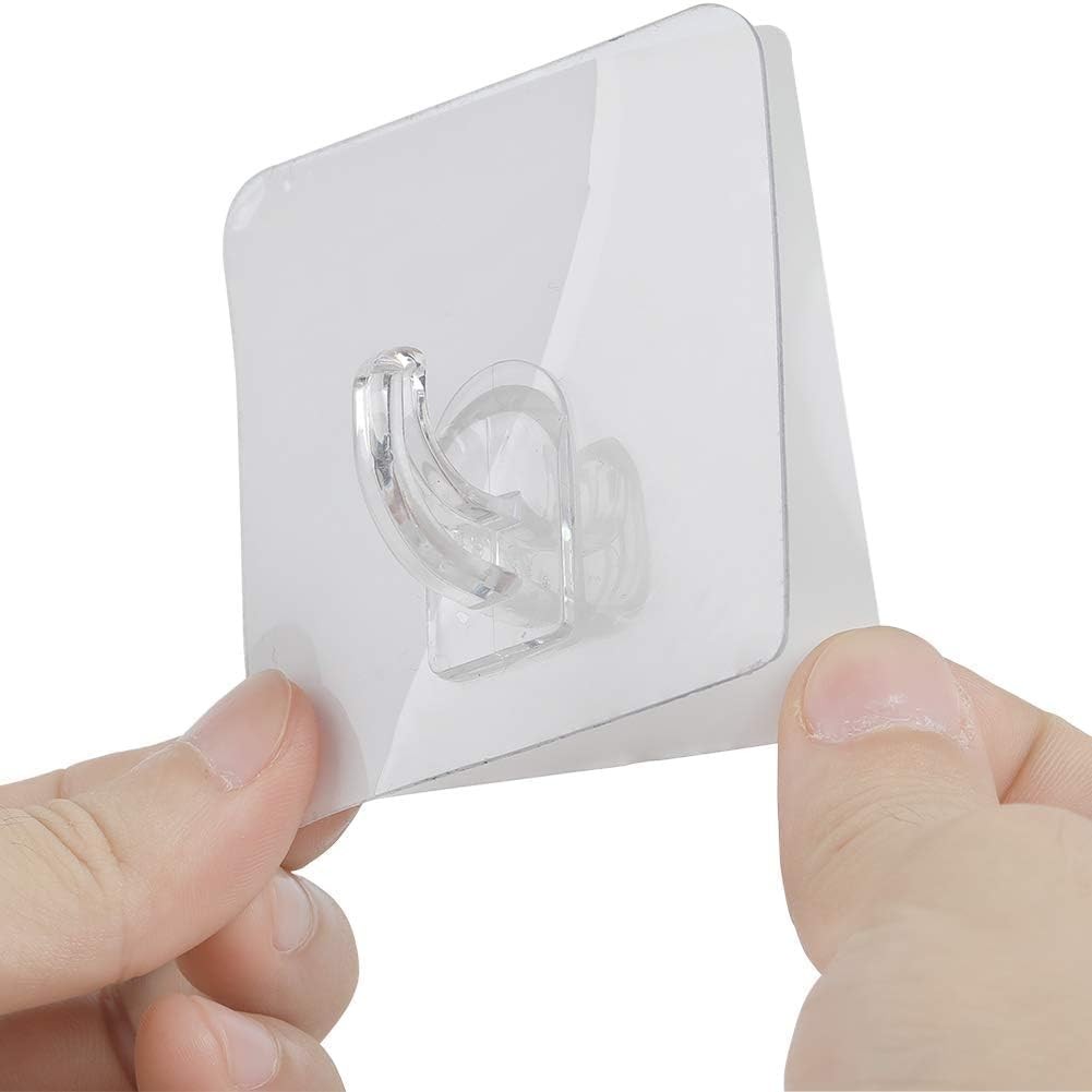 Hawsam 8PCS Clear Adhesive Sticky Wall Hooks,No Drilling Strong 8Pcs