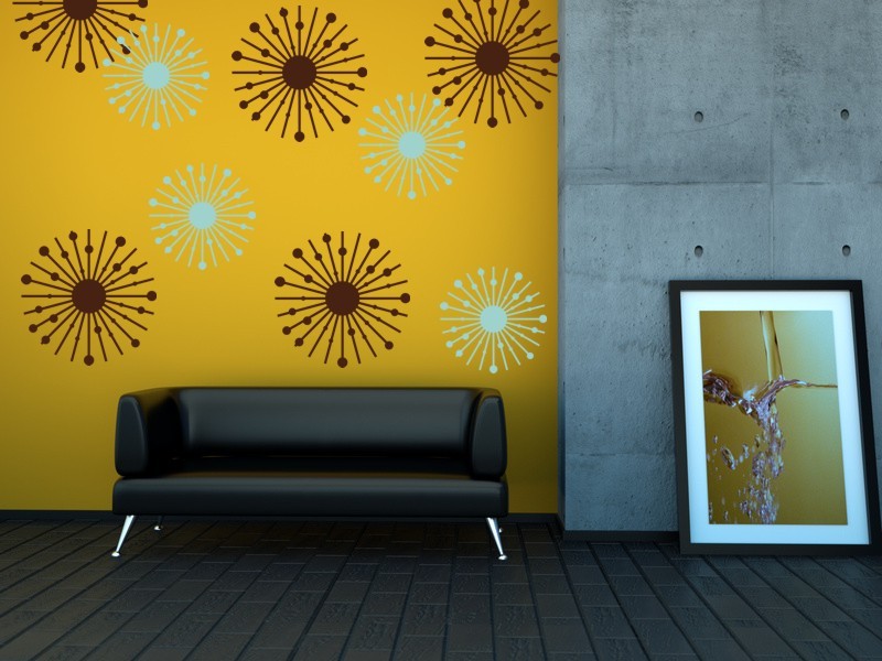 Atomic Starburst Decal, Mid Century Modern Wall Decal, Mid Mod Decals, Stars