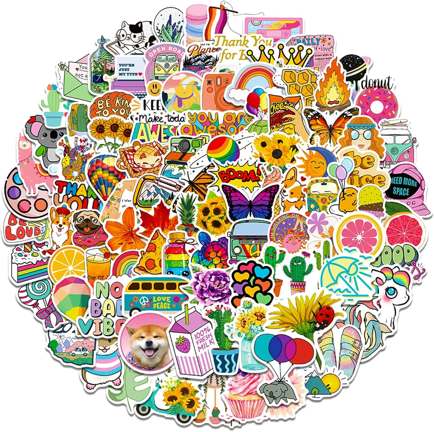 Art Stickers for Kids Teens Adults, 100 Pcs Cute Aesthetic Vinyl Waterproof Stic