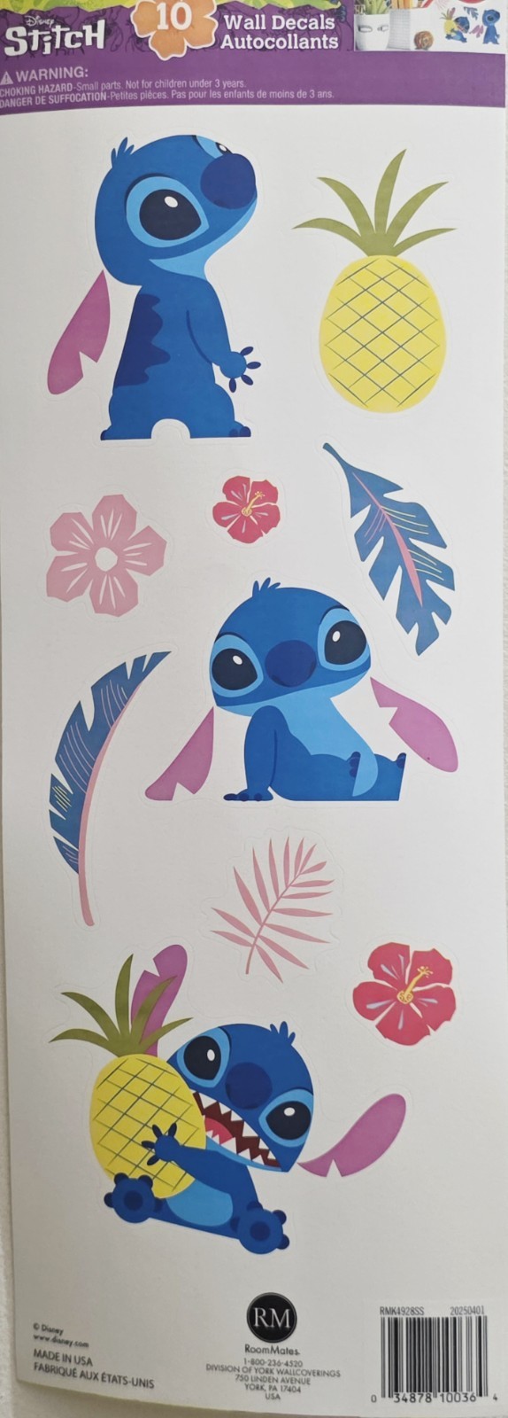 Disney Stitch Room Wall Decal Stickers 10 Assorted Designs Great for Birthdays