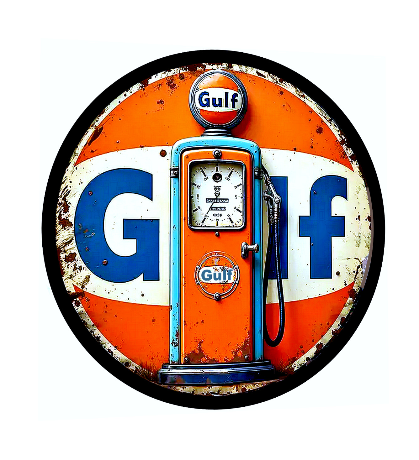 Gulf Oil Sign Decal Sticker -.Gulf Oil 50's, 60's Vintage Replica Gulf Girl