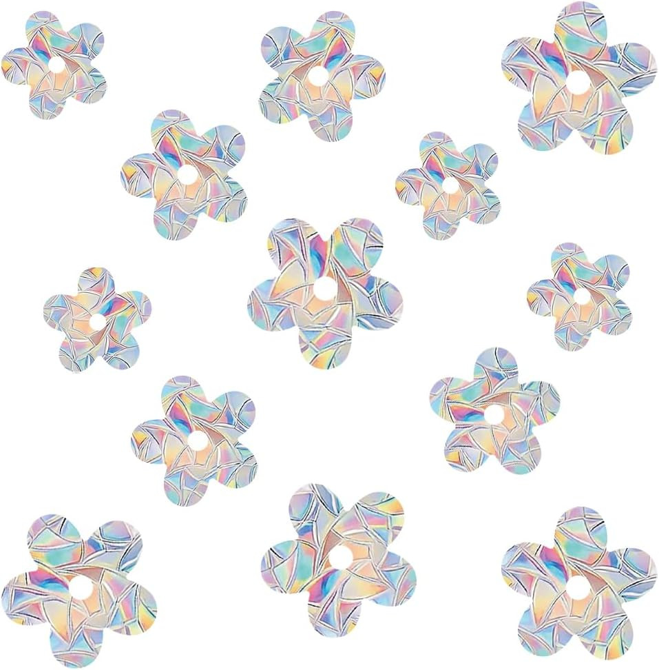 28PCS Rainbow Mushroom and Leaf Window Decals to Prevent Bird Strikes, Anti-Coll