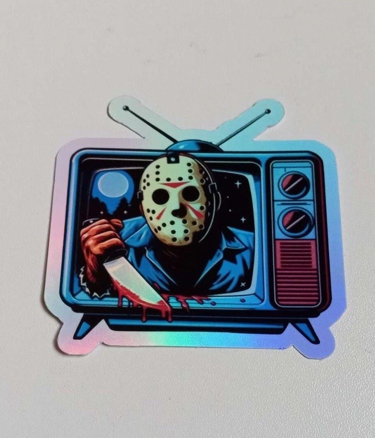 Jason Voorhees Horror Retro Tv Waterproof Holographic 3 Inch Sticker