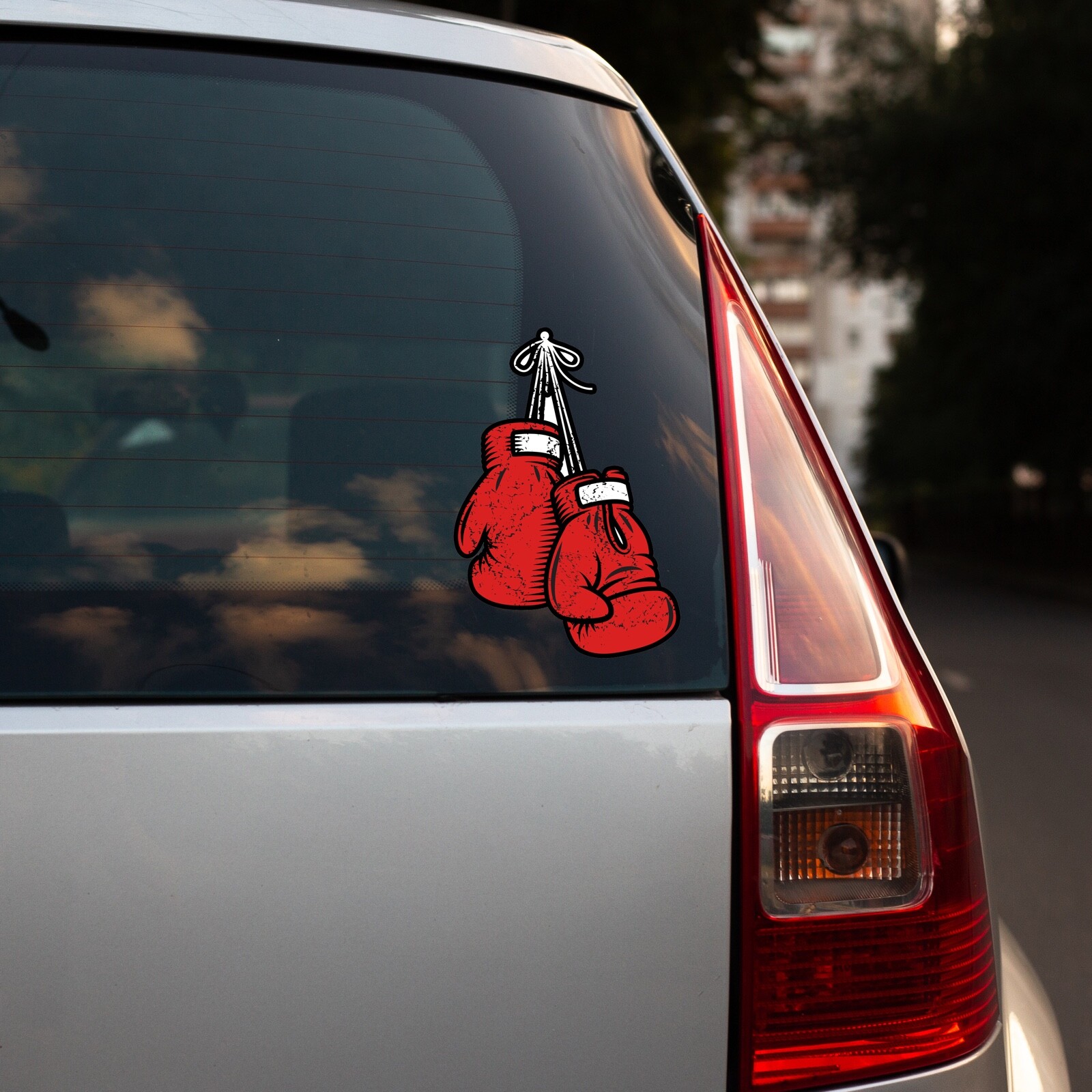 Hanging Boxing Gloves Sticker Red Glove Boxer for Car Truck Vinyl Decal Sport