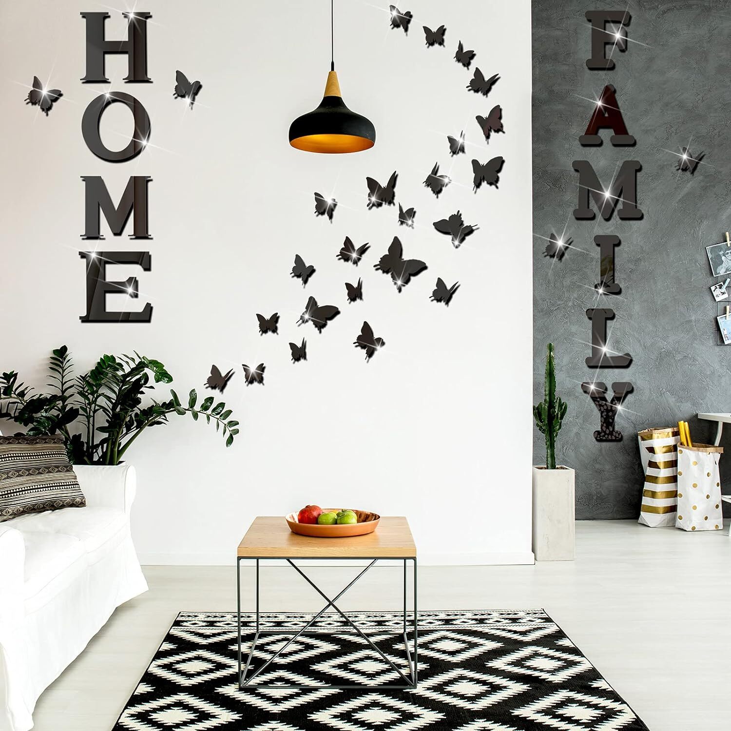 Outus 3D Family Home Sign Letters Living Room Decor Rustic Black