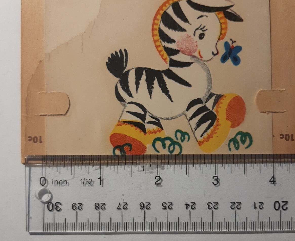 Vintage Duro Water Transfer DECAL, Giraffe & Zebra #348-C Children’s