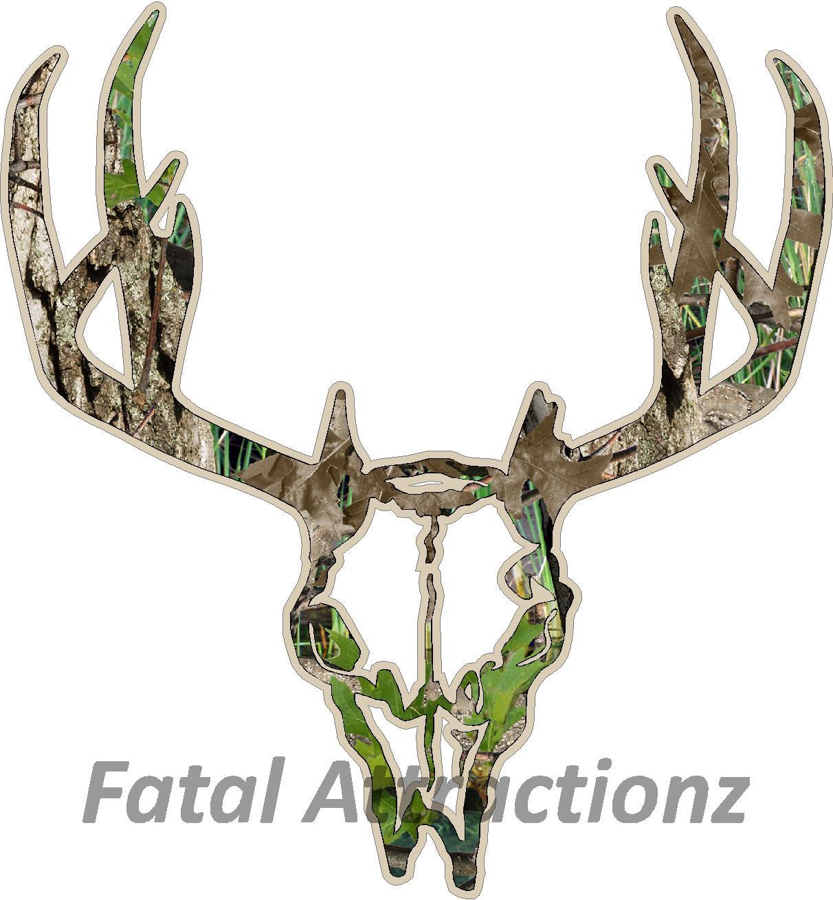 Tan Camo Deer Skull S12 Vinyl Sticker Decal Hunting Buck trophy whitetail bow