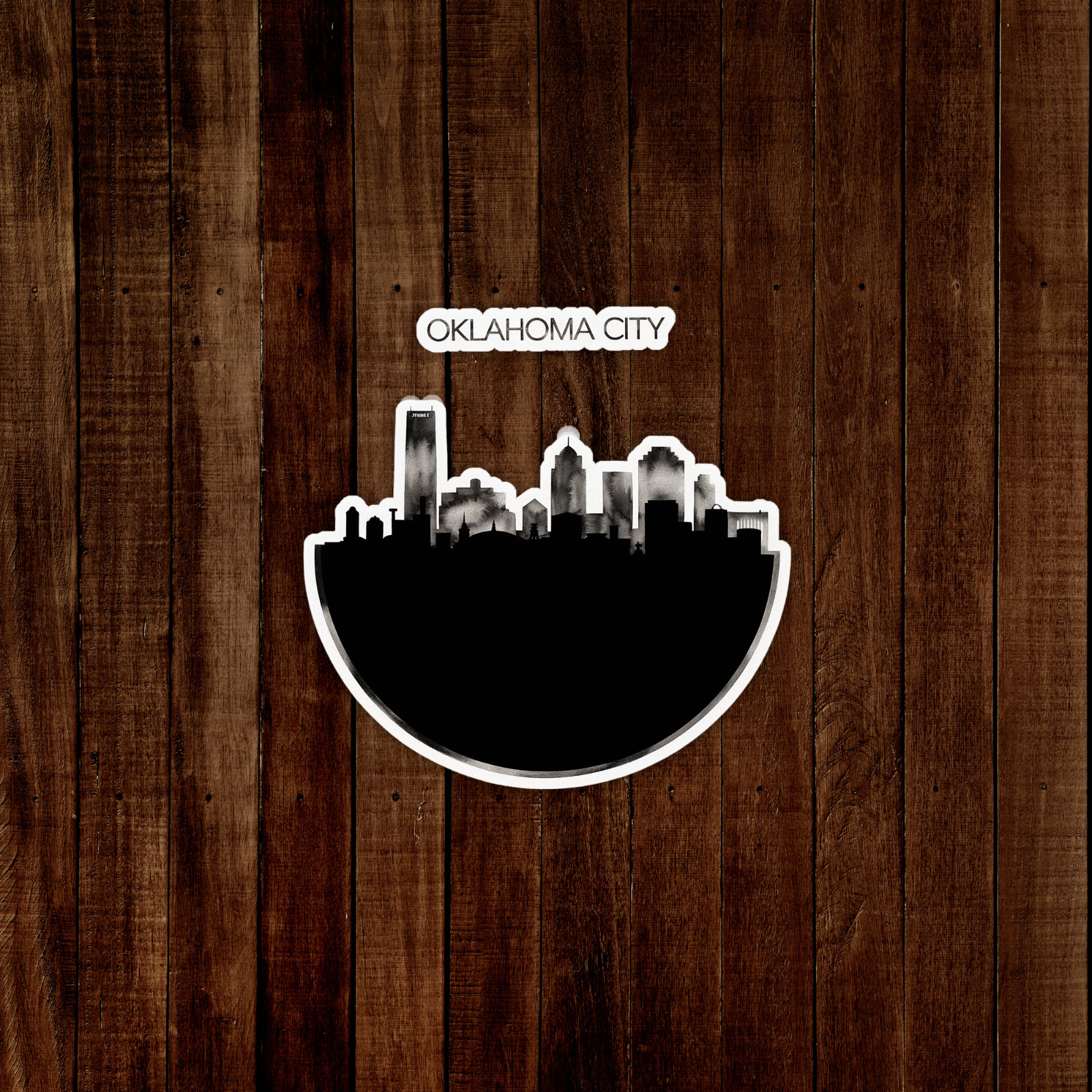 Oklahoma City Skyline Silhouette Sticker – Black & White Vinyl Decal #1117