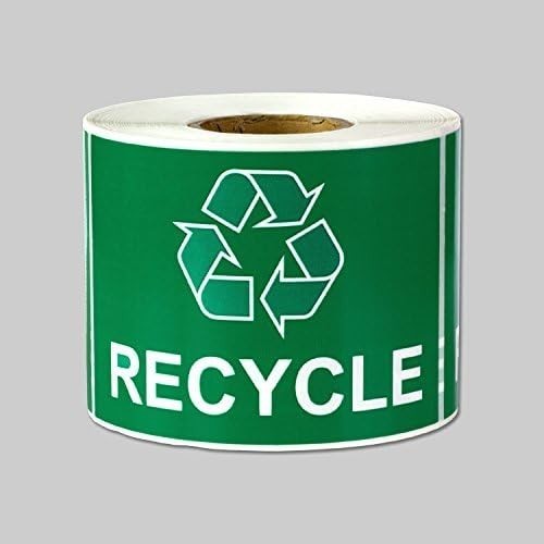 Recycling Sticker, 3 x 2 inch, Rectangle, Green, 300 Labels | Recycle Sticker…