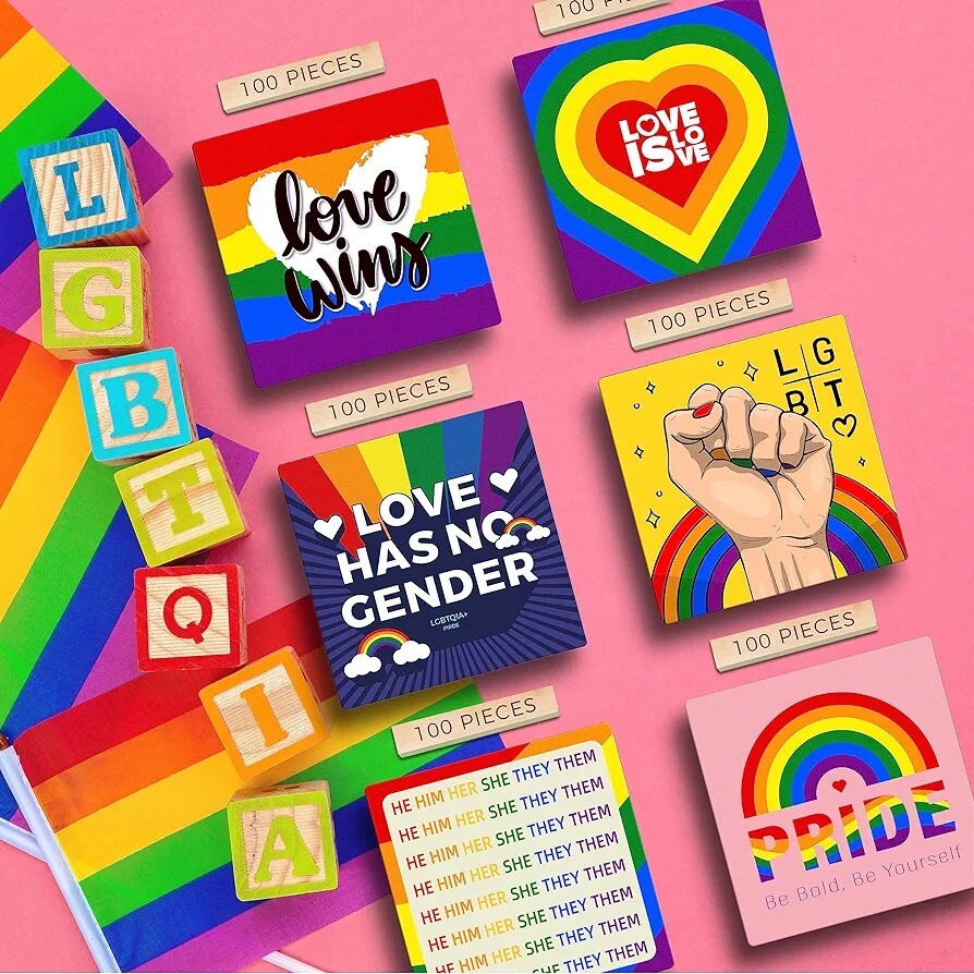500 Pcs Pride Stickers LGBTQ+ Stickers Gay Pride Flag Stickers Bulk Roll New