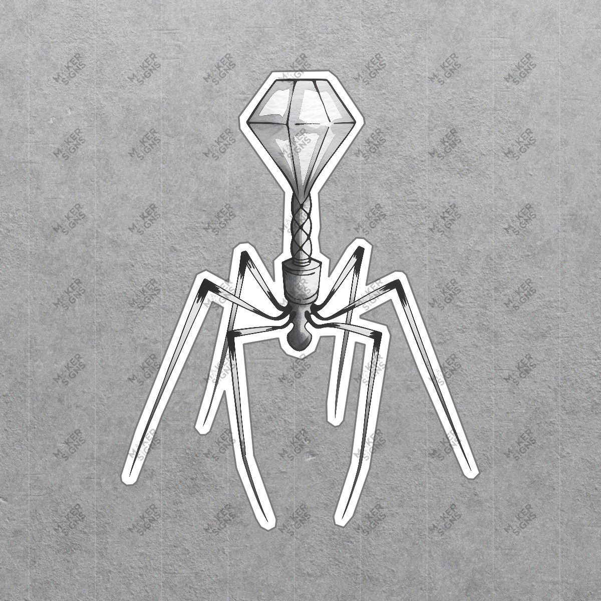 Stylized Bacteriophage Wall Art Modern Microbiology Decor Science #7735