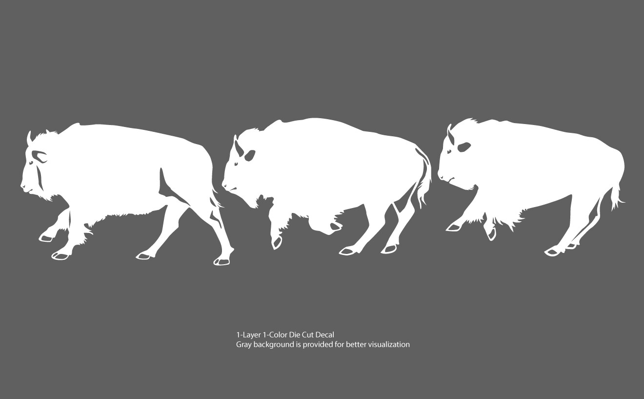 Bison Ox Running Prairie Running White or Black Decal 6Yrs Outdoor Vinyl Sticker